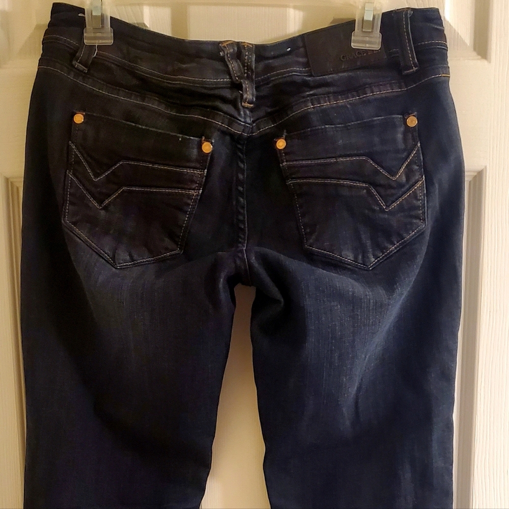 Grace Dark Blue Boot Cut Size 29 Long Jeans - Picture 2 of 4